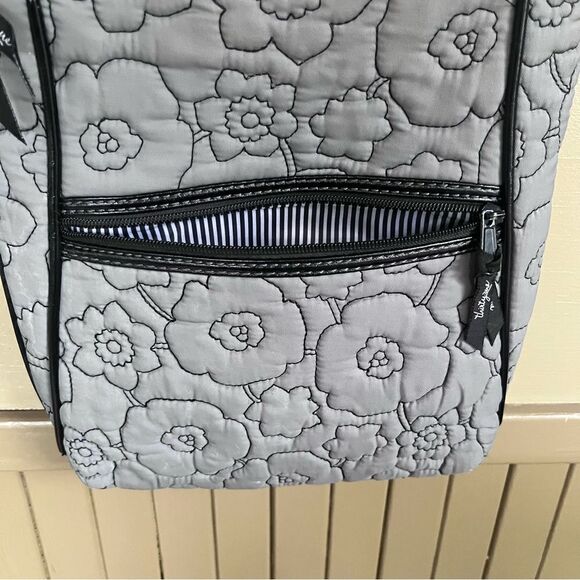 Thirty-One Quilted Poppy Floral Crossbody Bag Gray Black - Picture 3 of 11